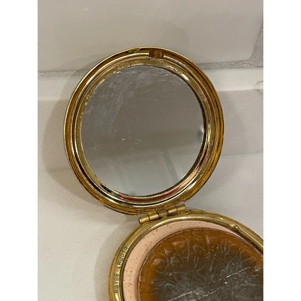 Vintage Estee Lauder Golden Weave Mirror Compact Pressed Powder Collectible Used